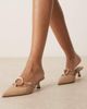 ASOS DESIGN ASOS DESIGN Shay ring detail kitten heeled mules in beige-Neutral - 3