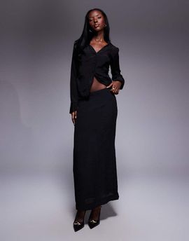 ASOS DESIGN ASOS DESIGN sheer crinkle maxi skirt in black - part of a set
