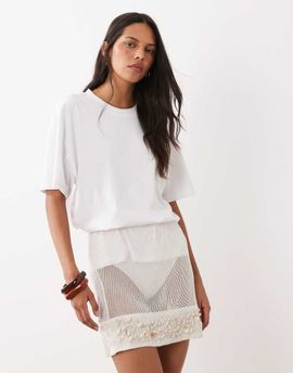 ASOS DESIGN ASOS DESIGN sheer crochet mini skirt with faux shell trim in white
