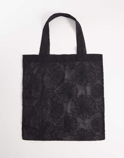 ASOS DESIGN ASOS DESIGN sheer floral embroidered tote bag in black