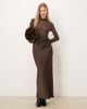 ASOS DESIGN ASOS DESIGN sheer high neck bodice drape satin maxi dress in chocolate-Brown - 1