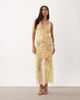 ASOS DESIGN ASOS DESIGN sheer lace cami maxi dress with placement embellishment in yellow-Silver - 1