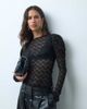 ASOS DESIGN ASOS DESIGN sheer lace mutton sleeve long sleeve top in black - 2
