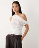 ASOS DESIGN ASOS DESIGN sheer lace ruched asymmetric top in white - 1