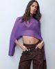 ASOS DESIGN ASOS DESIGN sheer mesh high low cape top in plum-PURPLE - 1