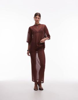 ASOS DESIGN ASOS DESIGN sheer mesh maxi skirt in brown