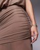 ASOS DESIGN ASOS DESIGN sheer mesh ruched waist maxi skirt in chocolate - part of a set-Brown - 3