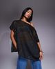 ASOS DESIGN ASOS DESIGN sheer metallic oversized slouchy off shoulder cape top in black - 1