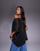 ASOS DESIGN ASOS DESIGN sheer metallic oversized slouchy off shoulder cape top in black - 2