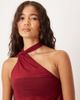 ASOS DESIGN ASOS DESIGN sheer scarf detail asymmetric longline top in burgundy-Red - 4