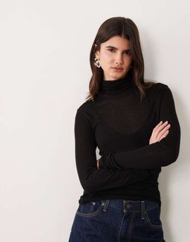 ASOS DESIGN ASOS DESIGN sheer second skin knit turtle neck top in black