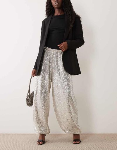 ASOS DESIGN ASOS DESIGN sheer sequin balloon pants in silver
