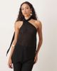 ASOS DESIGN ASOS DESIGN sheer slouchy scarf detail asymmetric top in black - 1