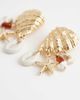 ASOS DESIGN ASOS DESIGN shell stud earrings with sea-life charms in gold tone - 4