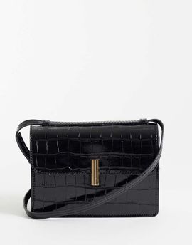 ASOS DESIGN ASOS DESIGN shiny croc crossbody bag in black