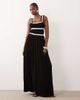 ASOS DESIGN ASOS DESIGN shirred contrast binding midi dress in black & white-Multi - 1