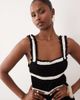 ASOS DESIGN ASOS DESIGN shirred contrast binding midi dress in black & white-Multi - 2