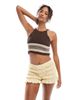 ASOS DESIGN ASOS DESIGN shirred texture micro shorts in buttermilk-Yellow - 1