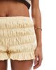 ASOS DESIGN ASOS DESIGN shirred texture micro shorts in buttermilk-Yellow - 3