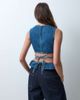 ASOS DESIGN ASOS DESIGN Shirred waist denim top-Blue - 4