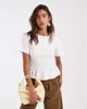 ASOS DESIGN ASOS DESIGN shirred waist detail tee in cream-White - 1