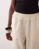 ASOS DESIGN ASOS DESIGN shirred waist linen blend pull-on pants in oatmeal-White - 3