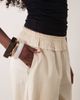 ASOS DESIGN ASOS DESIGN shirred waist linen blend pull-on pants in oatmeal-White - 4