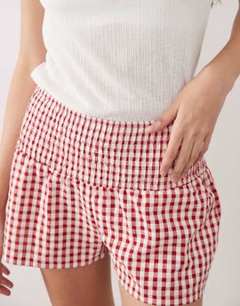 ASOS DESIGN ASOS DESIGN shirred waist pull on short in red gingham