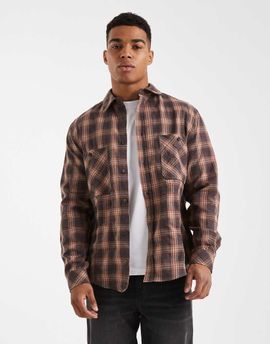 ASOS DESIGN ASOS DESIGN shirt with pocket in brown plaid