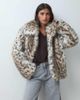 ASOS DESIGN ASOS DESIGN short collared faux fur jacket in leopard animal-Brown - 1