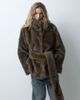 ASOS DESIGN ASOS DESIGN short faux fur funnel neck coat in mid brown - 1