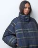 ASOS DESIGN ASOS DESIGN short funnel neck puffer jacket in dark check-Black - 3