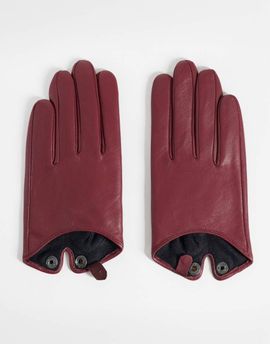 ASOS DESIGN ASOS DESIGN short leather gloves in plum-PURPLE