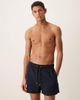 ASOS DESIGN ASOS DESIGN short length seersucker swim shorts in navy - 1