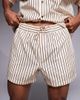 ASOS DESIGN ASOS DESIGN short length striped shorts in beige and brown-Neutral - 3
