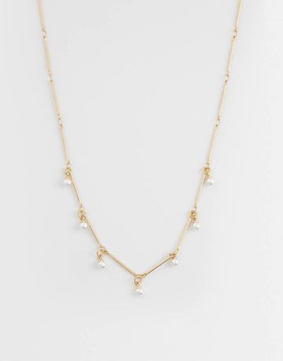 ASOS DESIGN ASOS DESIGN short necklace with faux-pearl drops in gold tone
