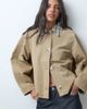 ASOS DESIGN ASOS DESIGN short pleat detail trench coat with plaid liner in dark stone-Neutral - 3