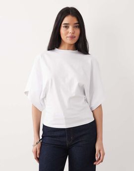 ASOS DESIGN ASOS DESIGN short sleeve batwing cinched waist top in white