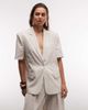 ASOS DESIGN ASOS DESIGN short sleeve blazer in beige plaid - part of a set-Neutral - 1