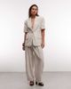 ASOS DESIGN ASOS DESIGN short sleeve blazer in beige plaid - part of a set-Neutral - 4