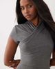 ASOS DESIGN ASOS DESIGN short sleeve compact wrap over mini dress in heather gray - 3
