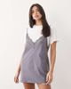 ASOS DESIGN ASOS DESIGN short sleeve lace overlay mini dress in white and lilac-Multi - 1