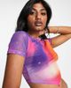 ASOS DESIGN ASOS DESIGN short sleeve mesh top with scarf hem in galaxy print - MULTI - 1