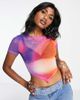 ASOS DESIGN ASOS DESIGN short sleeve mesh top with scarf hem in galaxy print - MULTI - 4