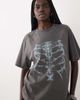 ASOS DESIGN ASOS DESIGN short sleeve oversized graphic top with skeleton in washed charcoal-Gray - 1
