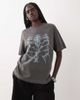 ASOS DESIGN ASOS DESIGN short sleeve oversized graphic top with skeleton in washed charcoal-Gray - 3