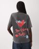ASOS DESIGN ASOS DESIGN short sleeve oversized New Orleans Nights martini glass graphic top in washed charcoal-Gray - 1