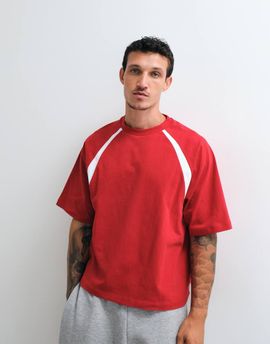 ASOS DESIGN ASOS DESIGN short sleeve oversized tee with panel detail-Red