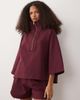 ASOS DESIGN ASOS DESIGN short sleeve with zip detail top in burgundy in scuba-style fabric-Gray - 1