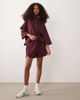 ASOS DESIGN ASOS DESIGN short sleeve with zip detail top in burgundy in scuba-style fabric-Gray - 2